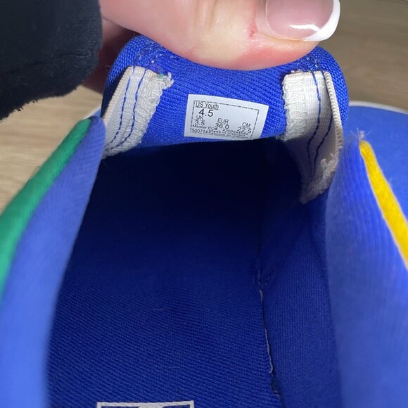 Kids 4.5Y Blue, Yellow & Green Checkered Slip On Vans - Picture 7 of 8